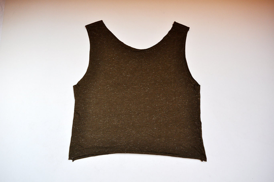 Vintage Olive Green Metallic Sleeveless Top