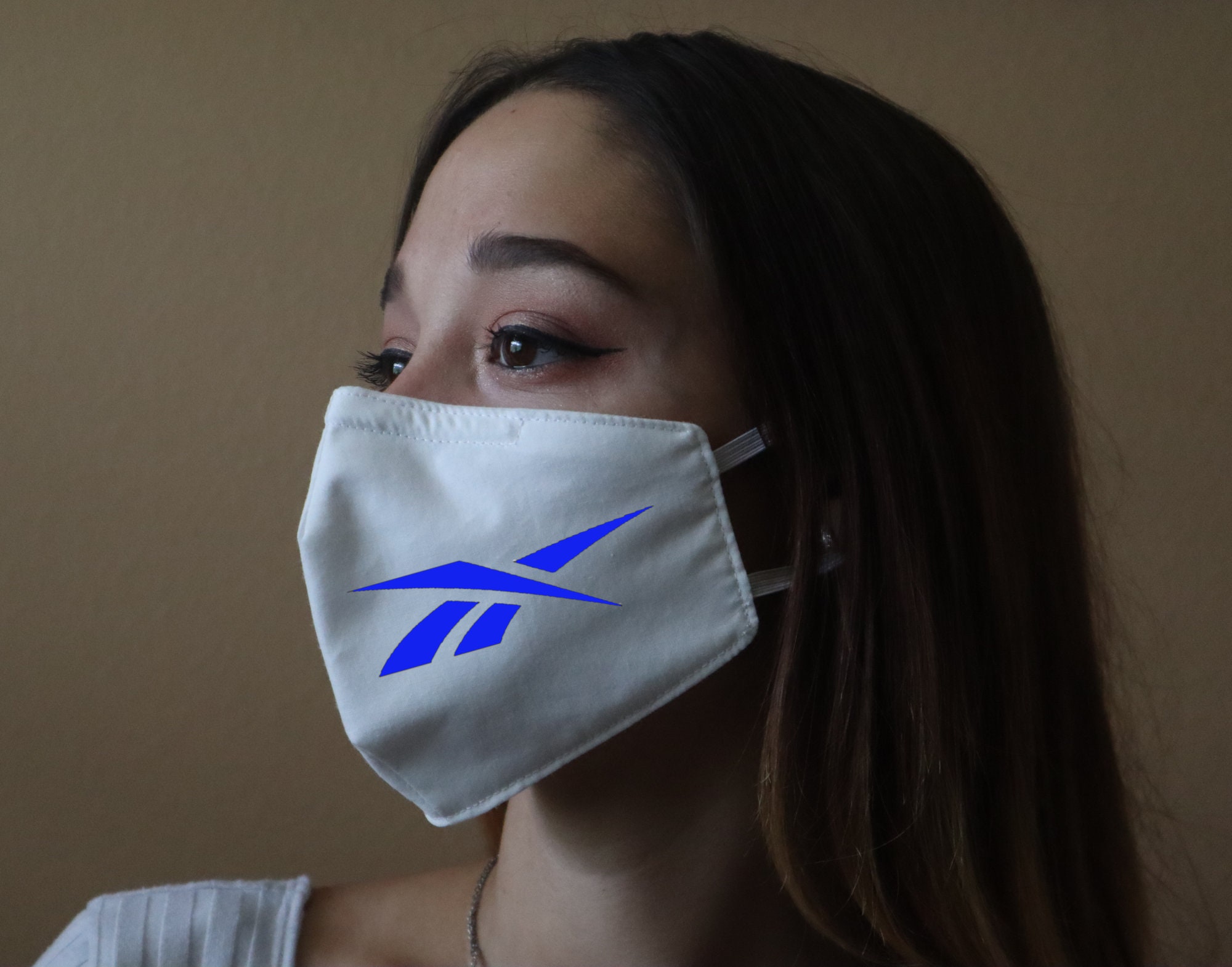 Handmade Cotton Blend Customizable Face Masks With Adjustable Ear-Loops - Reebok Adult Small 8 X 5"