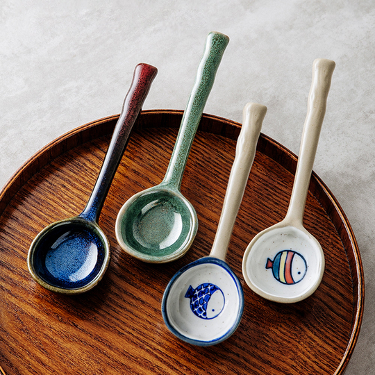 Handmade Glazed Coffee Spoon, Breakfast Ramen Ceramic Long Handle Gifts For Her - Lover