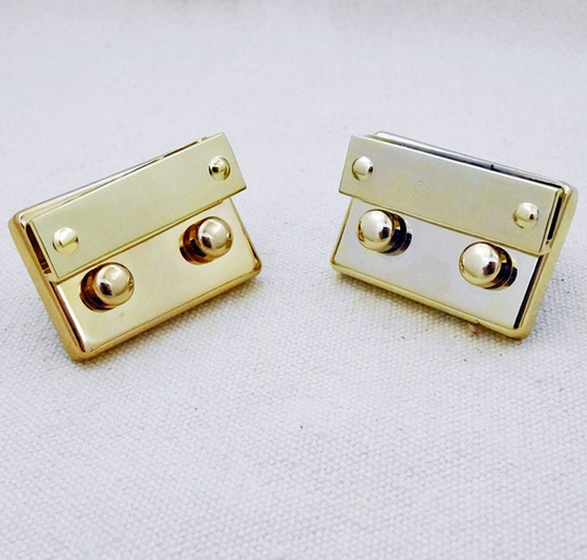 Fashion Golden Square Bags Lock Catch, Purse Lock, Twist Lock, Turn Lock, Metal Lock, Lock Clasp, Handbags Supply, Purse Chain Connector, Whole Sale