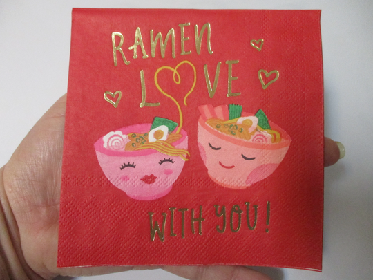 2-Ramen Love With You Valentine's Day Cocktail Decoupage Napkins-Valentine Napkins-Soup Napkins-Cup Napkins