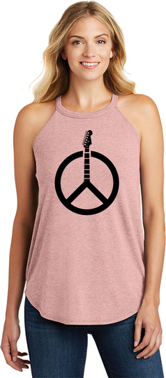 Guitar Peace Sign Ladies Tri Blend Rocker Tank Top Guitarpeace-Dt137L