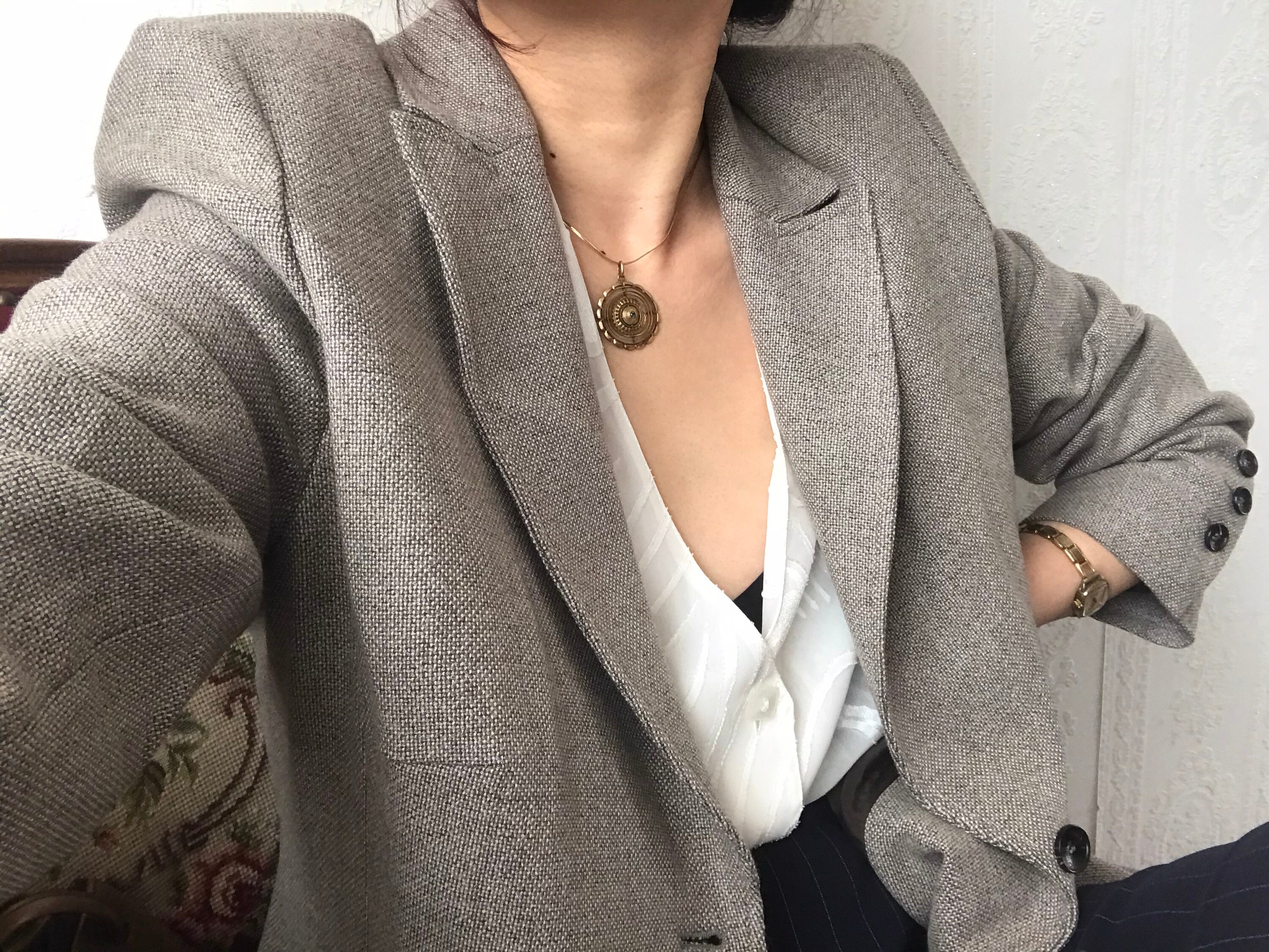 Bogner Grey Wool Blend Long Sleeve Blazer/ Jacket/ Top/ Xl - Xxl