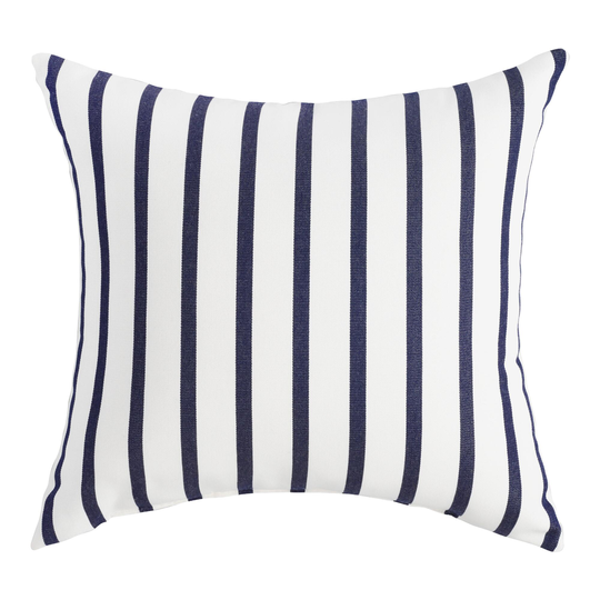 Sunbrella Indigo Lido Stripe Outdoor Patio Throw Pillow: Blue - Acrylic - 18" Square by World Market