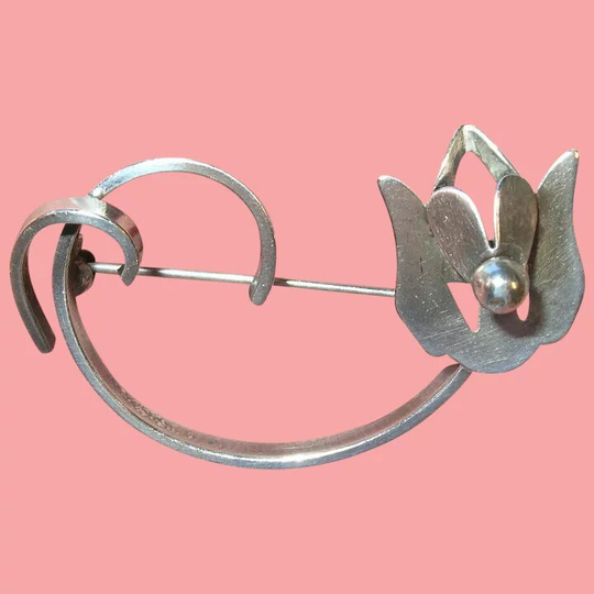 Vintage Sterling Tulip Brooch