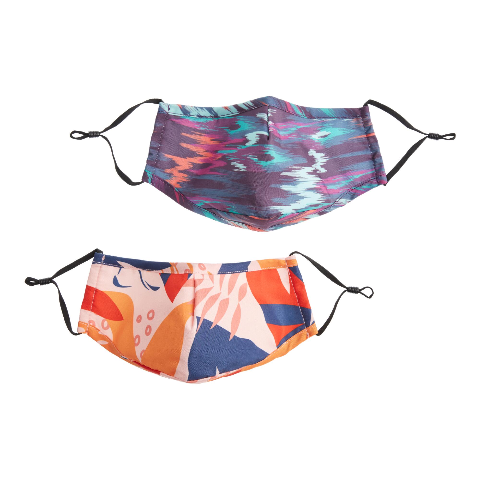 Abstract Ikat and Floral Triple Layer Face Masks 2 Pack: Multi by World Market
