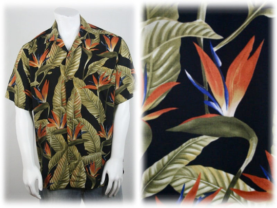 Vintage Aloha Shirt Rayon Bird Of Paradise Island Shores Large