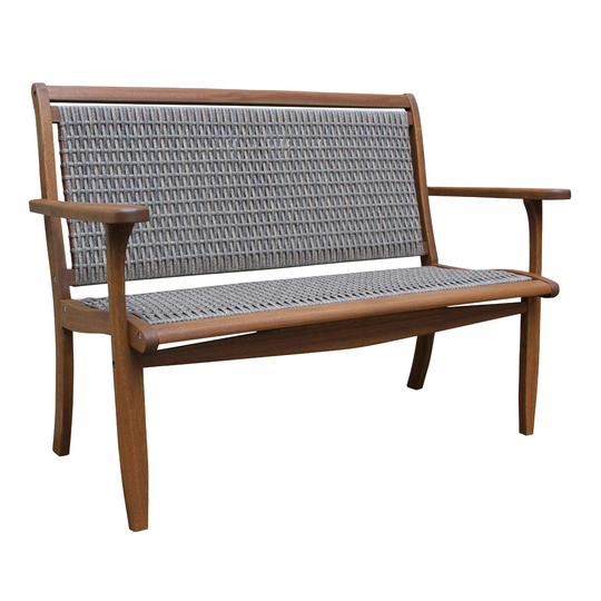 Gray All Weather Wicker and Wood Galena Outdoor Patio Bench - Resin by World Market