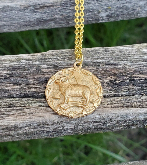 Vintage Aries Necklace. Gift For Mom, Birthday, Anniversary, Dad. Pendant