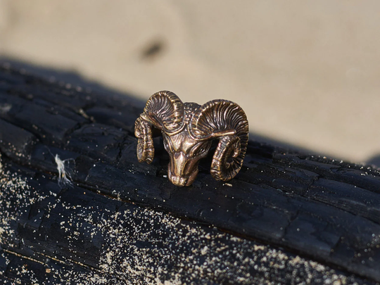 Aries/Ram Goat Ring For Men & Women, Sterling Silver Or Bronze, Jewelry, Occult Animal Ring, Gift Him