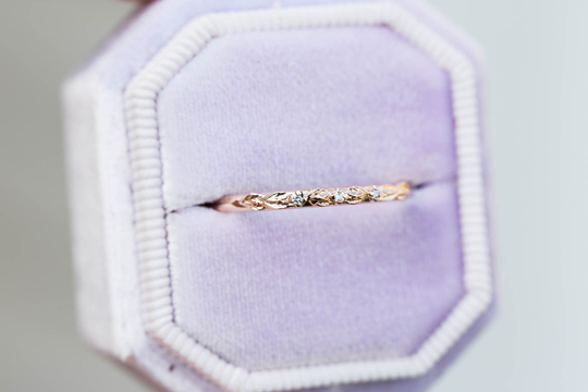Leaf Diamond Straight Wedding Band, Ring, 14K Gold Unique Nature Leaf Oore