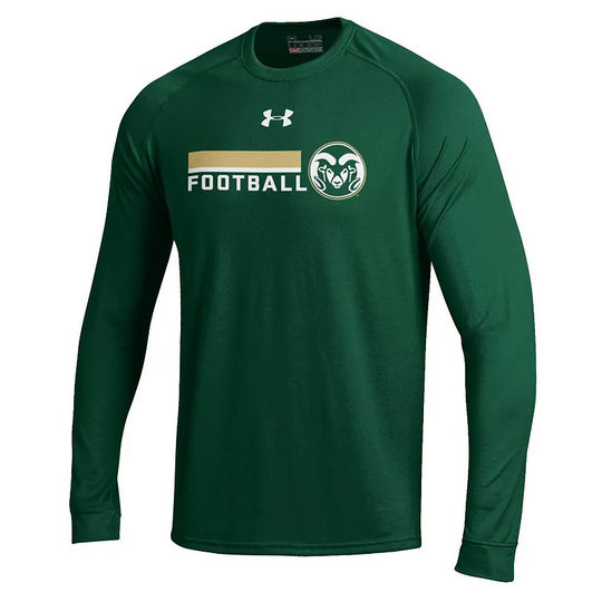 Men's Under Armour Green Colorado State Rams Football DNA Tech Performance Long Sleeve T-Shirt, Size: Small