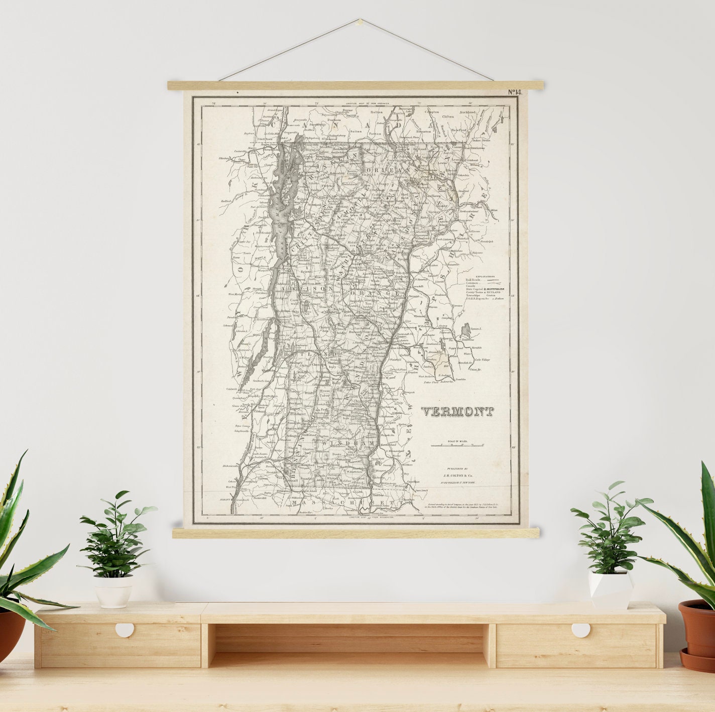 Vermont Vintage State Map Print | Canvas Art Printed Marketplace