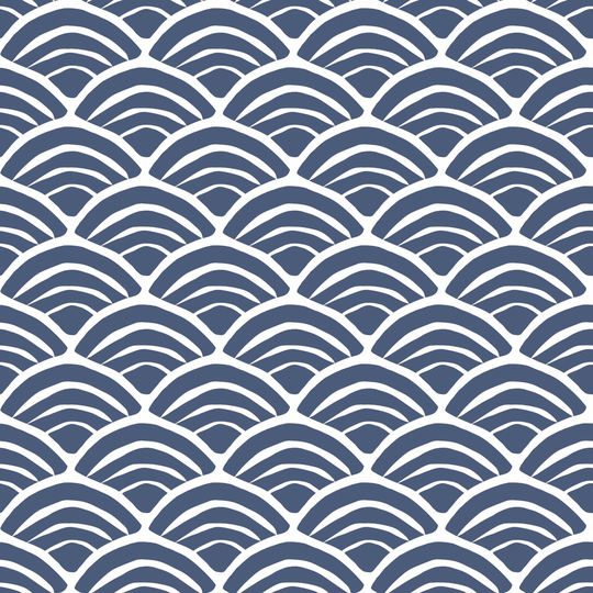 Blue Coastal Scallop Peel And Stick Wallpaper: Blue/White by World Market