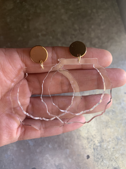 Clear Acrylic Earrings, Modern Bamboo Hoops, Gift For Girlfriend, Wife