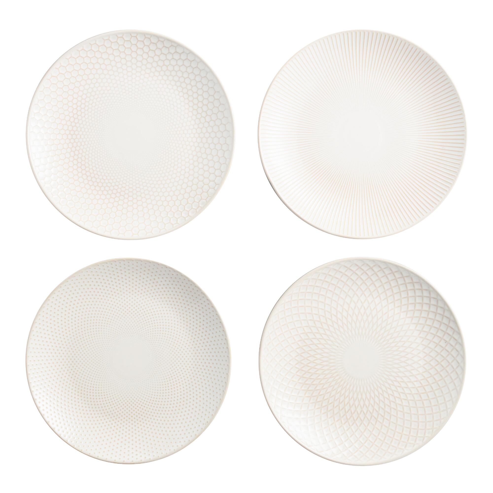White Textured Ceramic Avery Dinner Plates Set Of 4 - Stoneware by World Market