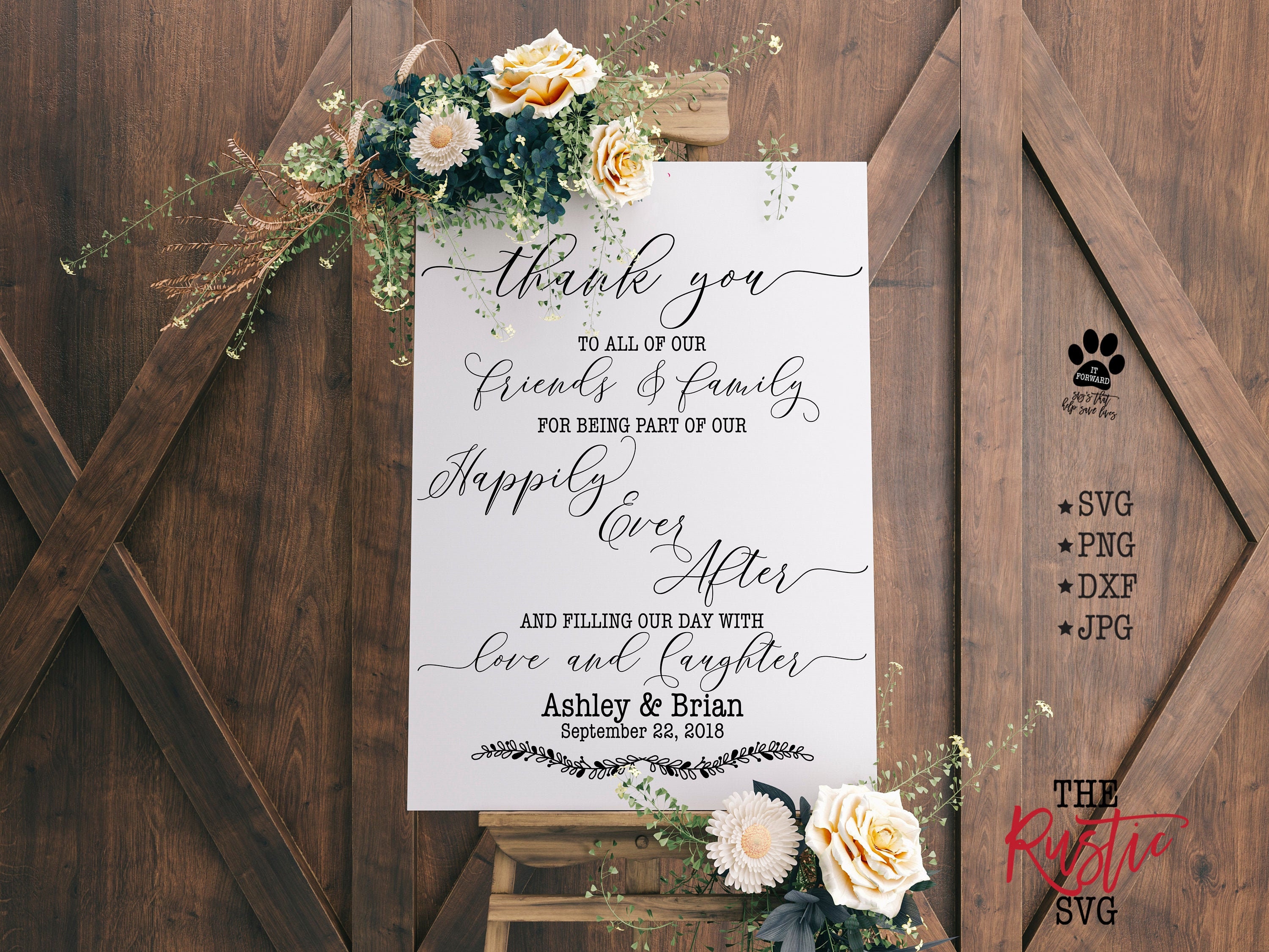 Wedding Thank You Sign, Printable Card You, Svg, Pdf, Silhouette, Cricut, 003
