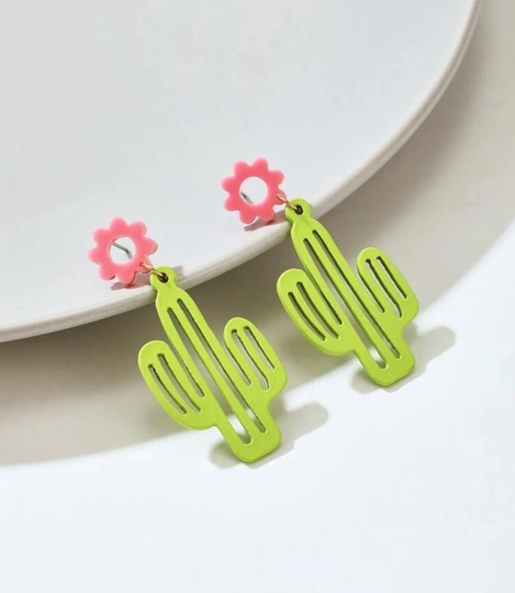 Cactus Drop Earring, Cactus, Flower Earrings, & Country