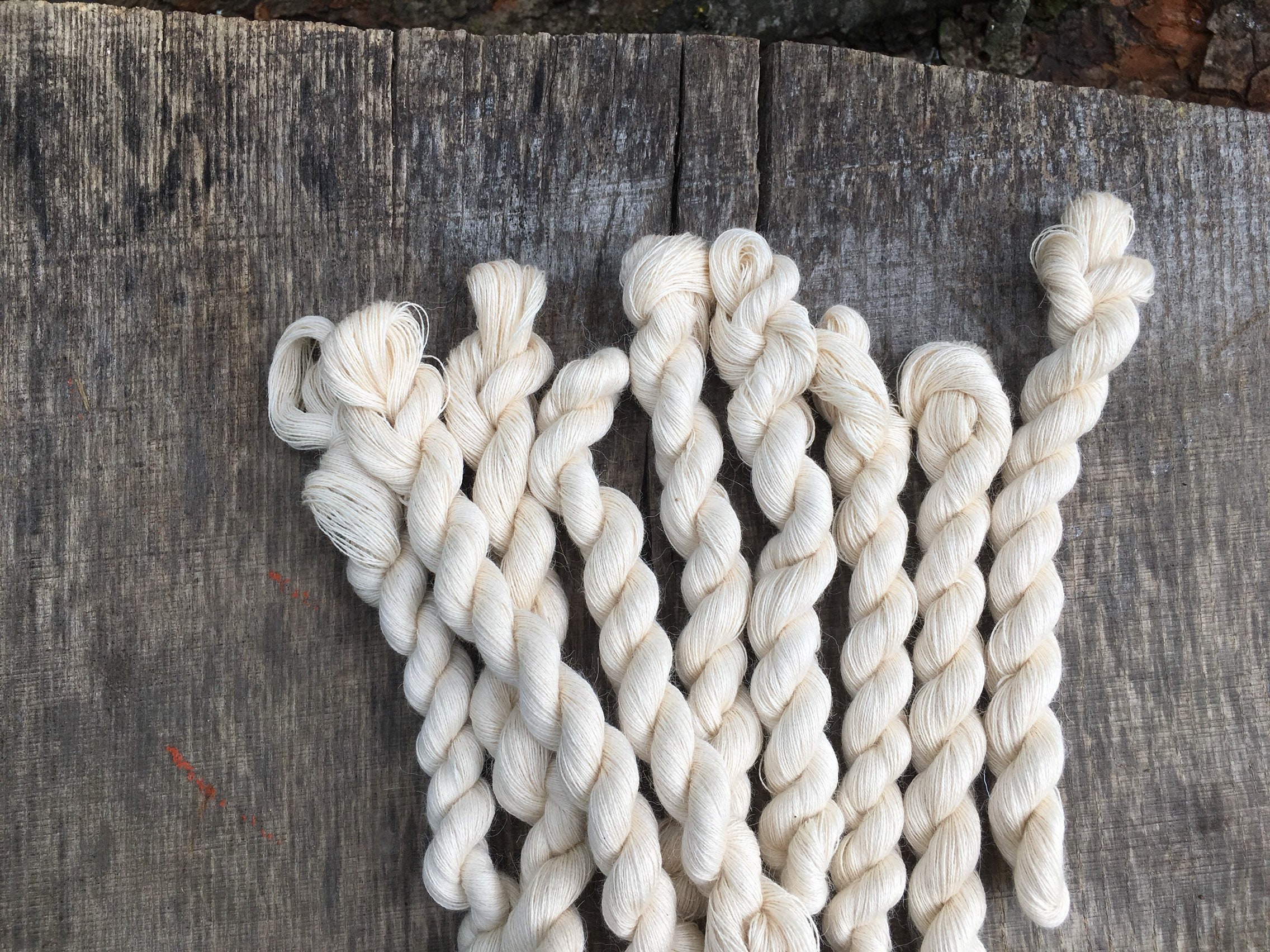Undyed Cotton & Alpaca Blend Yarn For Dyeing in Mini Skeins - Cream Lace Weight Alpaca Thread Fine