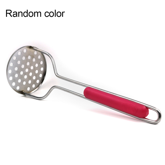 Non Slip Handle Stainless Steel Potato Masher Ricer Vegetable Fruit Blender Tool - rose red handle