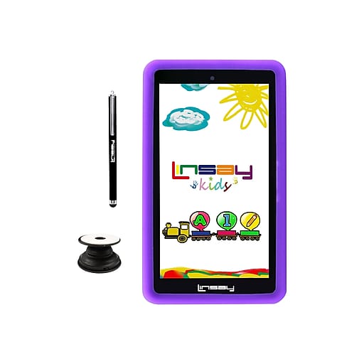 Linsay 7" Tablet with Holder, Pen, and Case, Wi-Fi, 2GB RAM, 32GB (Android), Purple/Black (F7UHDKIDSPURPLEP)