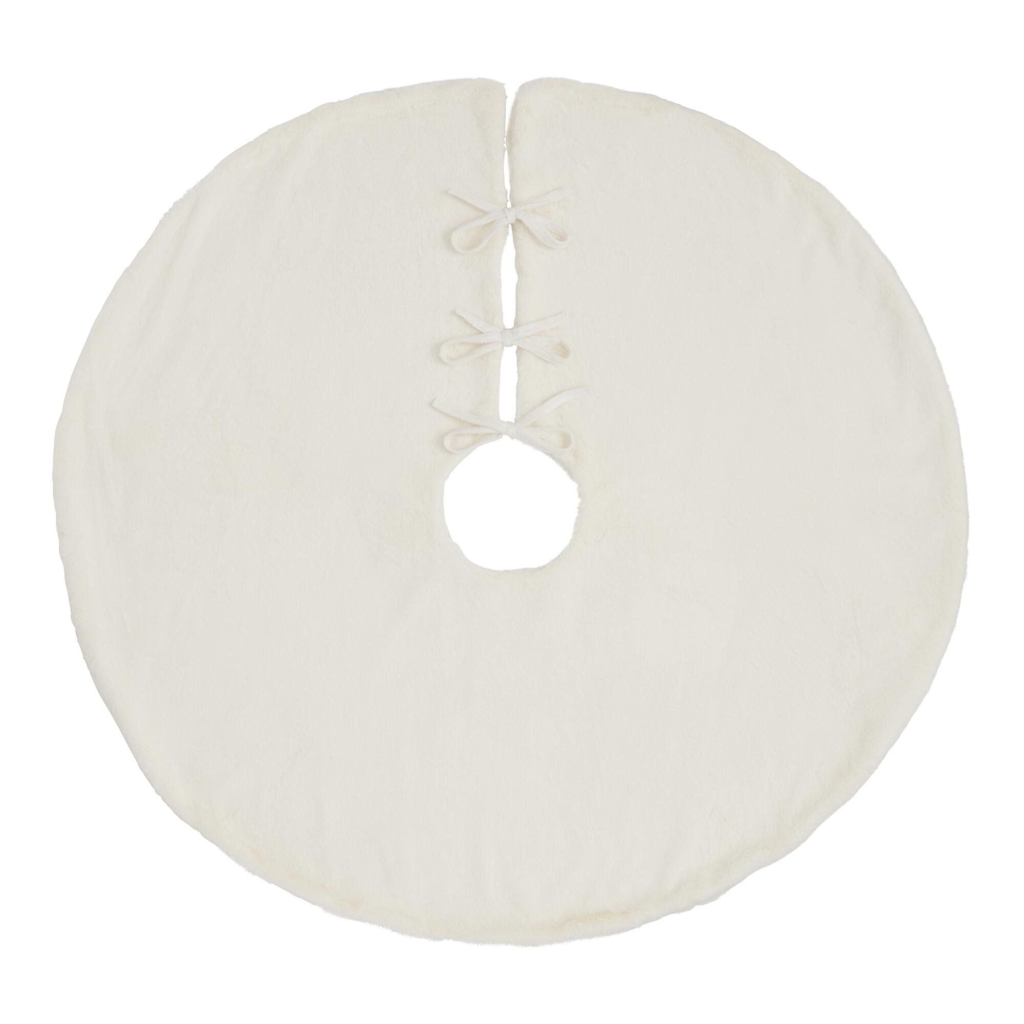 Ivory Faux Fur Plush Tree Skirt by World Market