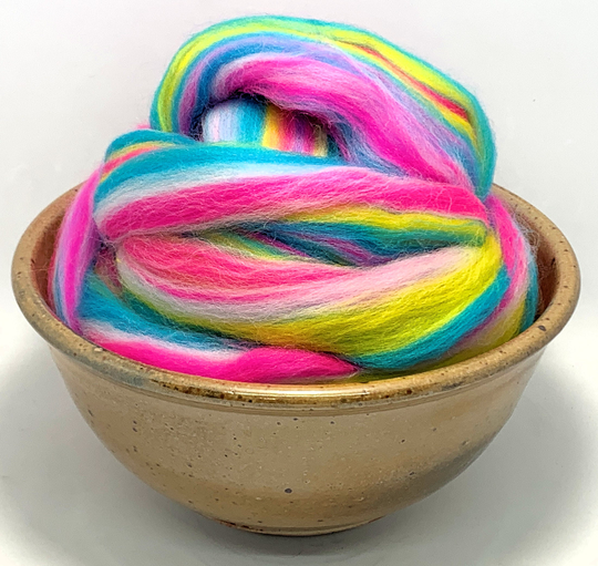 Neon - Beautiful Blend Spinning, Roving, Felting, Top Merino Wool 1 Oz
