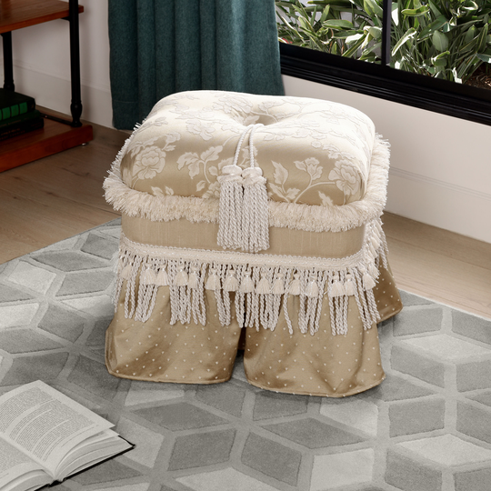 Jennifer Taylor Home Cassandra Midcentury Neutral Polyester/Polyester Blend Rectangle Ottoman in Brown | 2337-205400206
