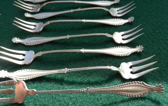 Forks, Oyster/Seafood Sterling Silver Gorham Set Of 12