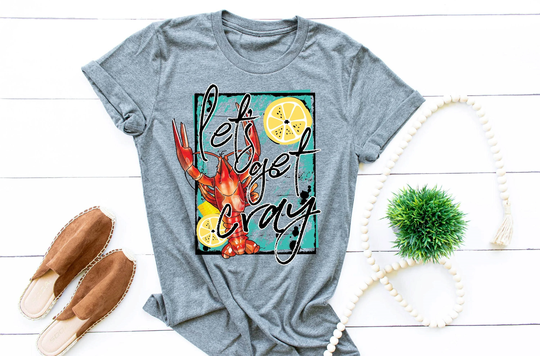 Lets Get Cray Graphic Tee, Womens Unisex Triblend Crawfish Boil Funny Shirt, Love Crawfish, Mardi Gras