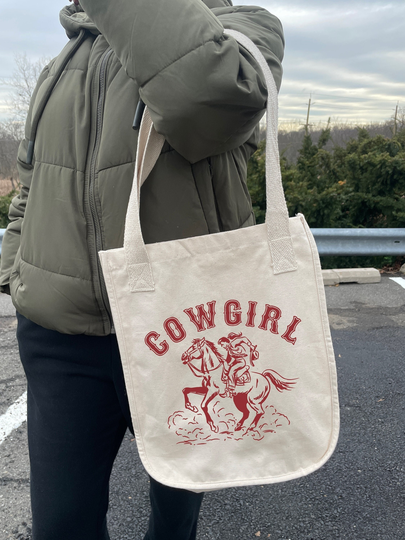 Cowgirl Canvas Tote Bag Western Clothes Indie Clothing Cute Aesthetic Trendy Y2K Graphic Reusable Shoulder Shopping Produce