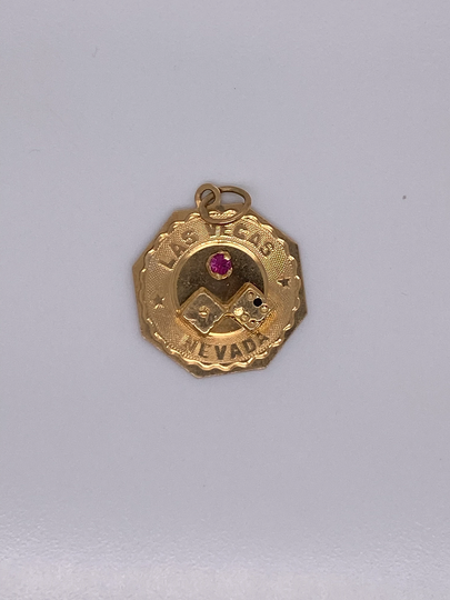 Vintage 14K Yellow Gold Las Vegas Nevada With Dice Charm