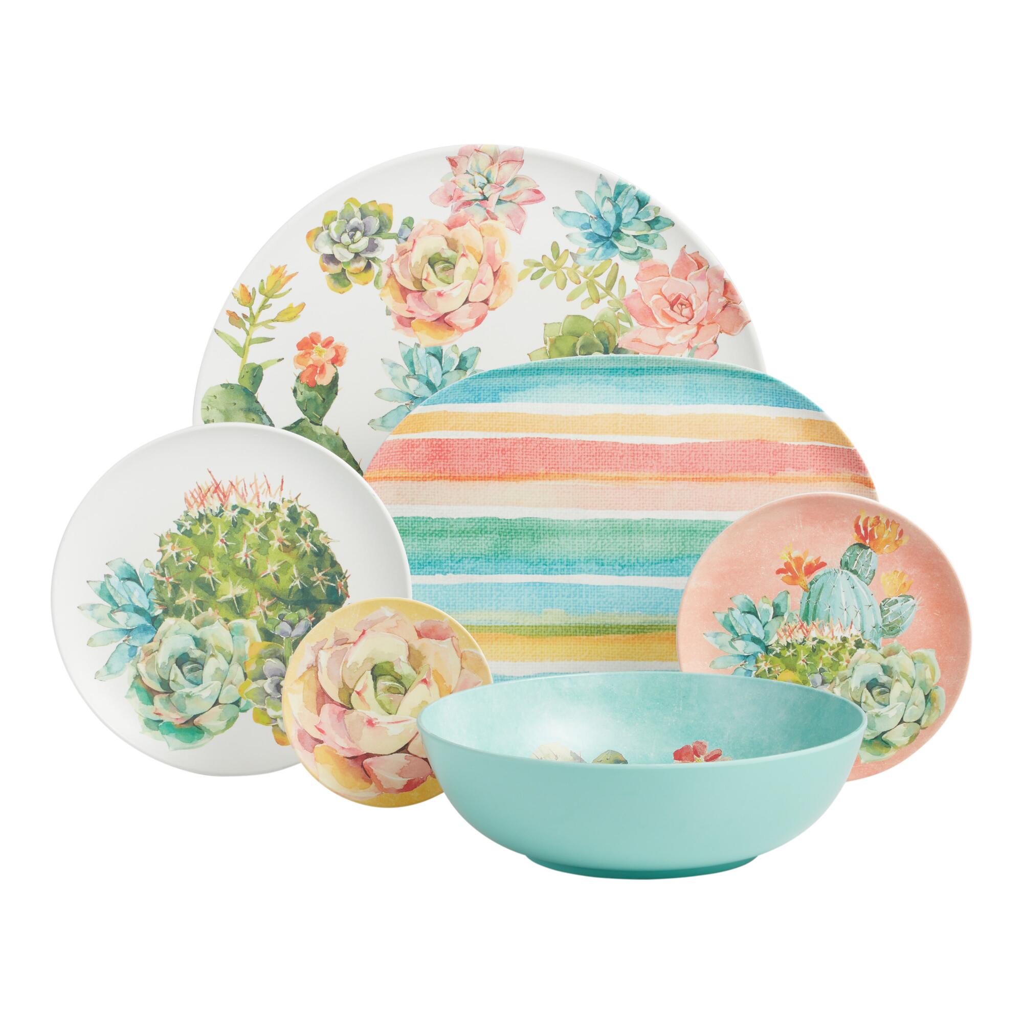 Pastel Cactus Melamine Dinnerware Collection by World Market