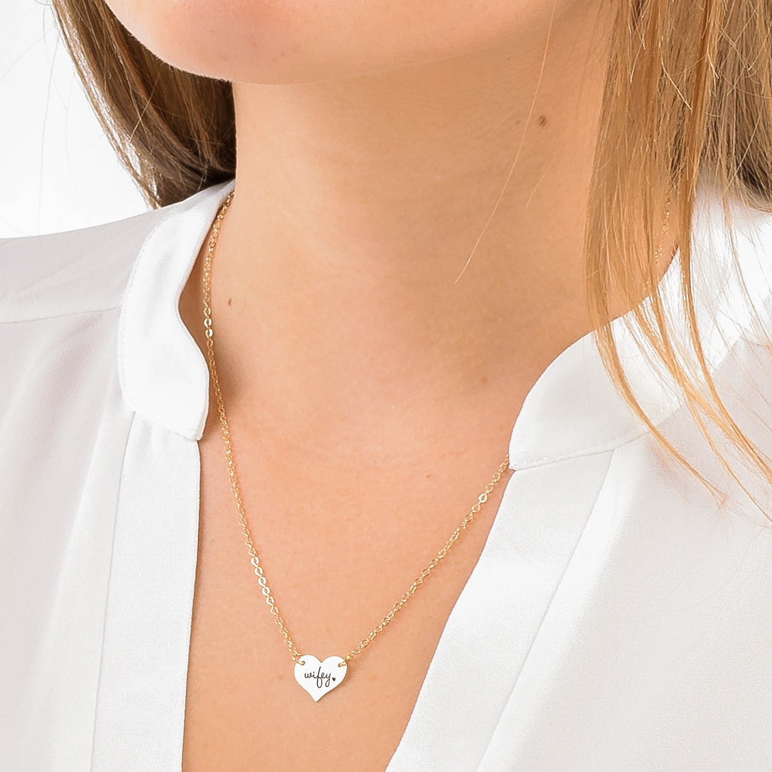 Wifey Heart Necklace, Gift For Wife, Simple Wife To Be Gift, Bride From Groom