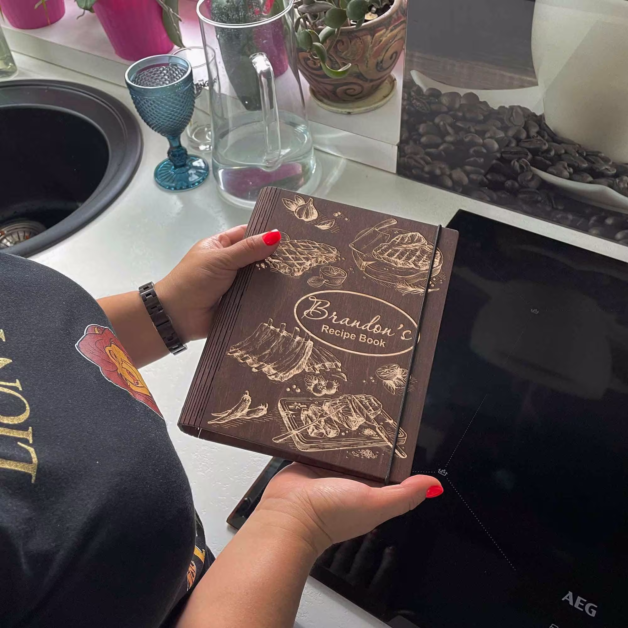 Family Recipe Book, Personalized Gift, Cooking Housewarming Wooden Gift For Mom, Journal