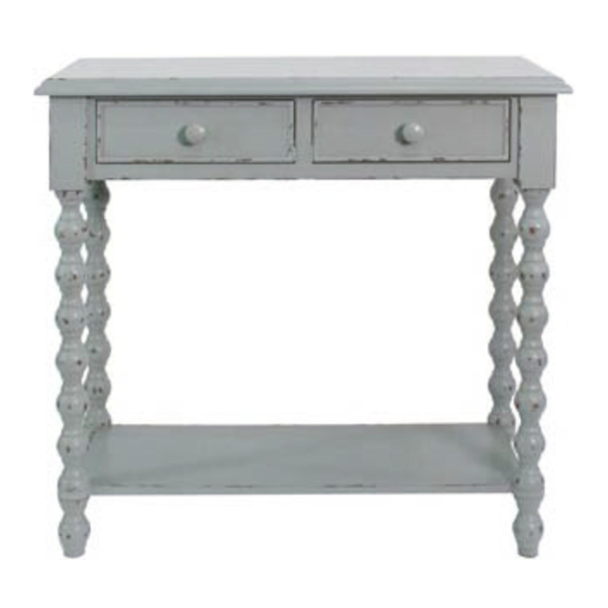 Antique Blue Wood Willow Console Table With Drawers: Blue/Gray by World Market