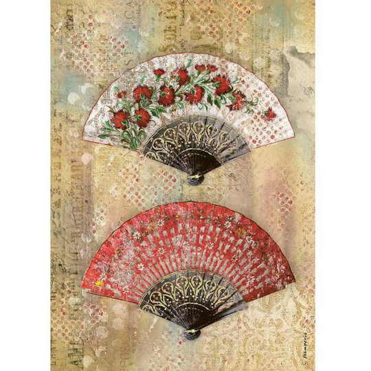 stamperia Rice Paper | Abanicos A4 Decoupage Vintage 11.5 X 8.25 Inches Dfsa4632