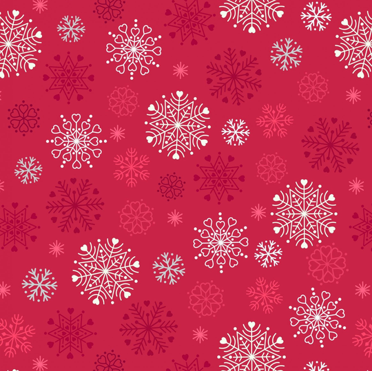 Lewis & Irene Fabric Hygge Glow Collection, Snowflakes | Red | C72.3 | Glows in The Dark