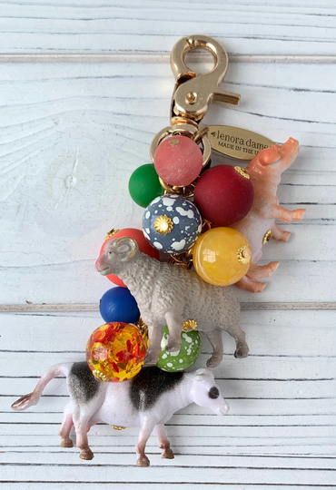Lenora Dame Barnyard Animal Purse Charm Keychain