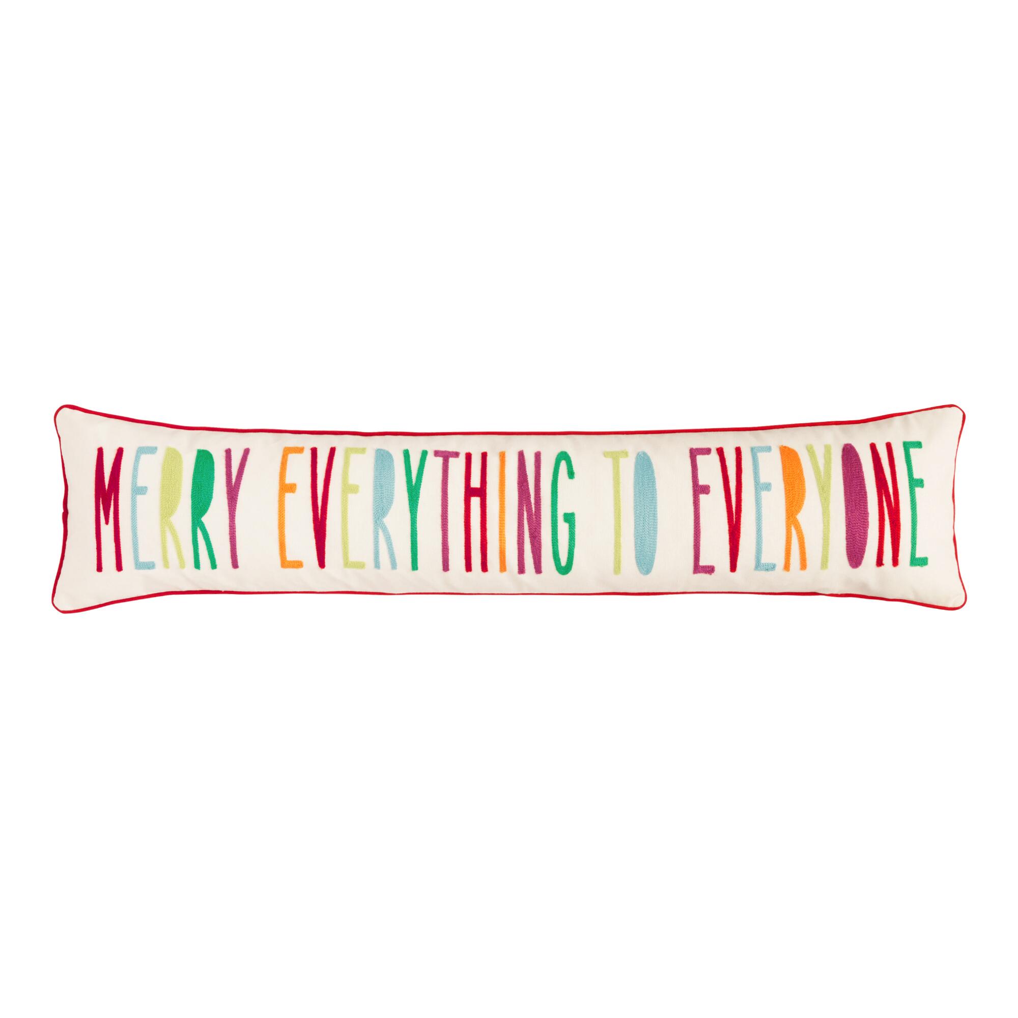 Extra Long Merry Everything Lumbar Pillow: Multi/Cream - Cotton by World Market