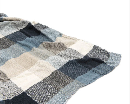100% Linen Blanket, Squares Wrap, Bed Throw