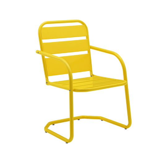 Modern Metal Ensley Outdoor Patio Armchairs Set Of 2: Yellow by World Market