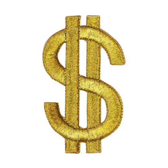 Id 8610 Shiny Gold Dollar Sign Patch Money Cash Symbol Craft Iron-On Applique