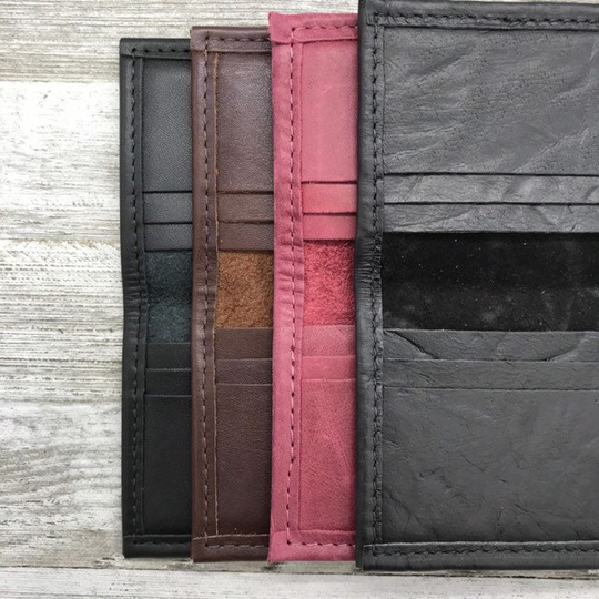 Leather Bi-Fold Credit Card Case With Six Pockets, Wallet, Case, Black Holder