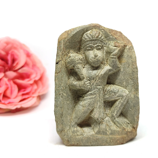 Hanuman Figurine Solid Stone Carved Bhakti Yoga God Ji Hindu Statue 3"