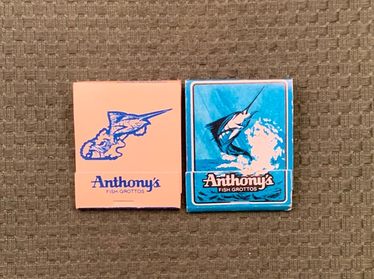 Vintage Matchbooks, Anthonys, Fish Grotto, Seafood, Restaurant, San Diego, California, Lot Of 2, with All Match Sticks, Free Ship in Usa