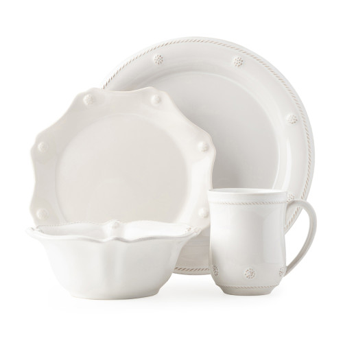 Juliska Berry Thread Classic Whitewash 4pc Set w/Mug Cereal (JDR/W,JDSS/W,JA07/W,JA06/W) 15.5"L, 15"W, 3.25"H