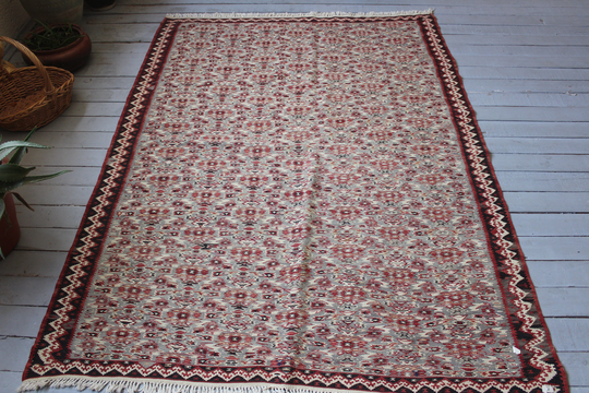 4'4"x6'2" Vintage Anatolian Kilim, Ethnic Bohemian Kilim Rug, Handwoven Antique Sine