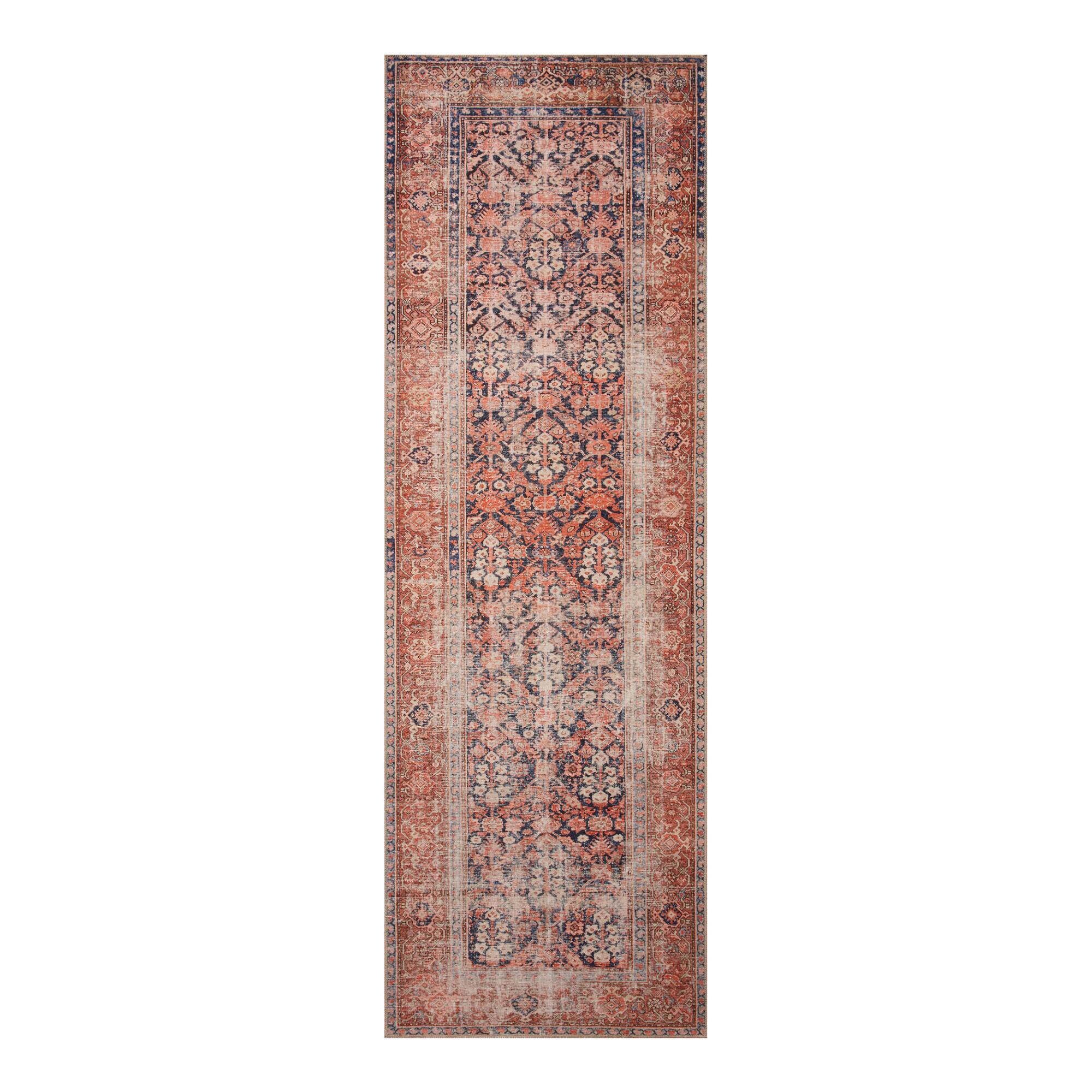 Black and Rust Persian Style Izmir Floor Runner: Multi - Polyester by World Market