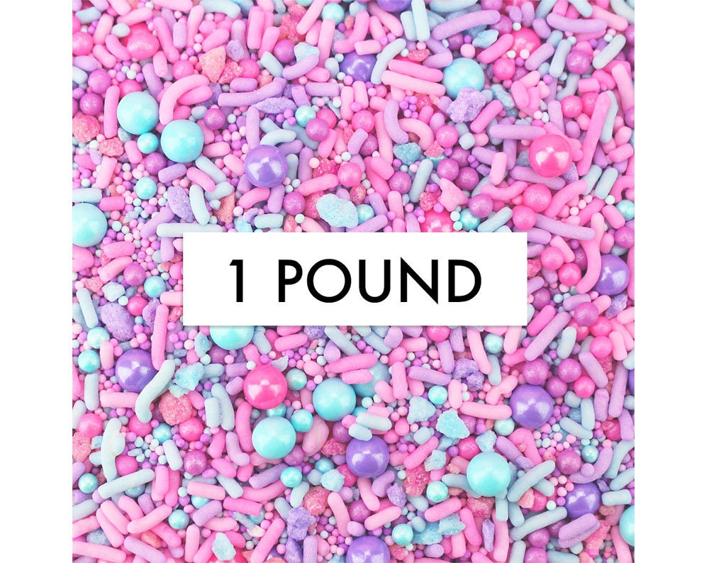 Cotton Candy Sprinkle Blend - 1 Pound Fun Blend Of Pink, Sky Blue, Lavender Sprinkles For Decorating Cakes, Cookies, & Sweet Treats